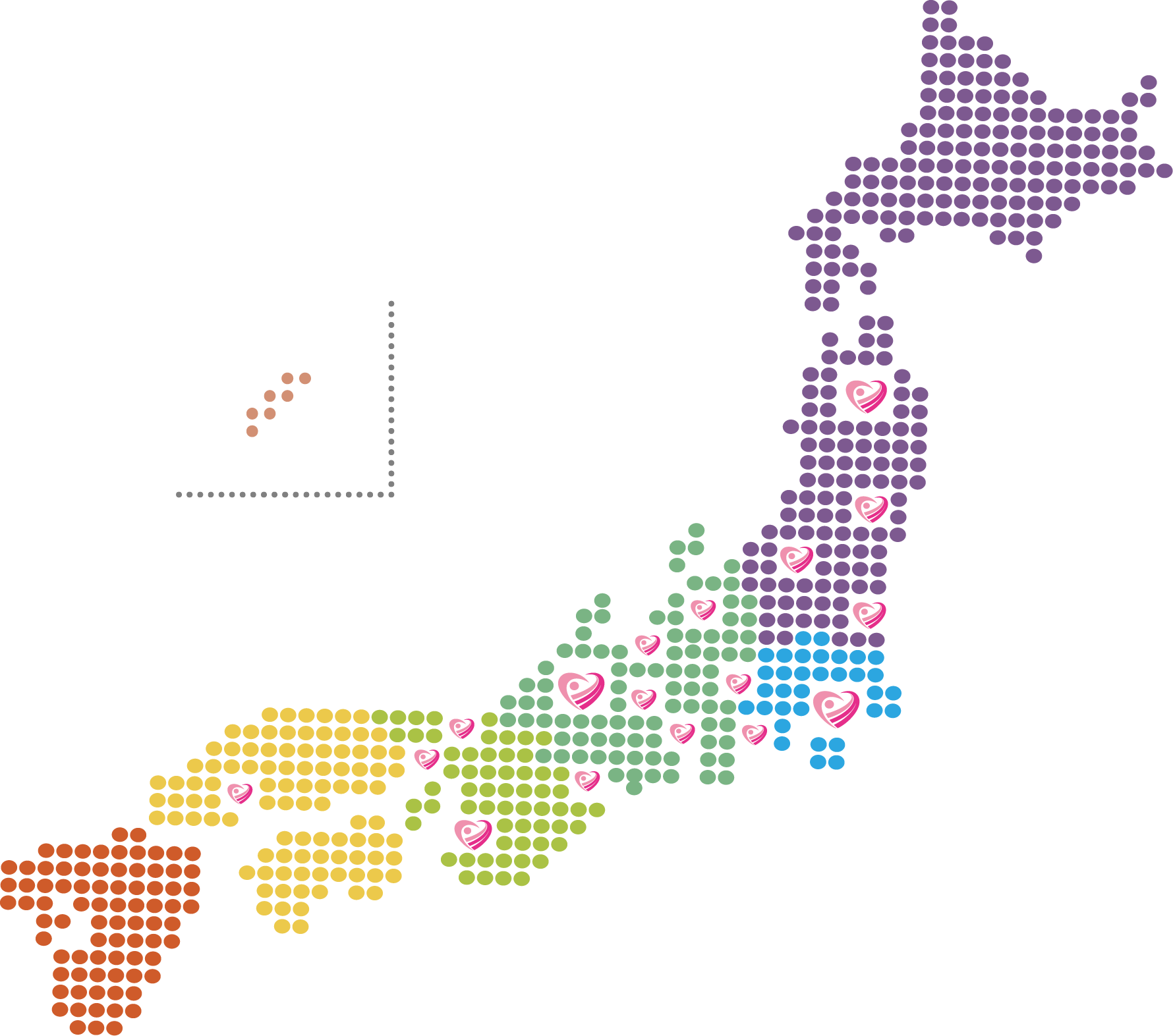 セルフ・エーの日本の事務所が示された地図